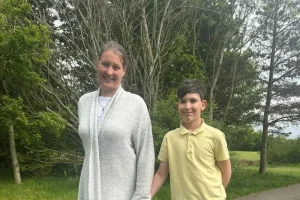 Corey with his mum, Angie enjoying a walk